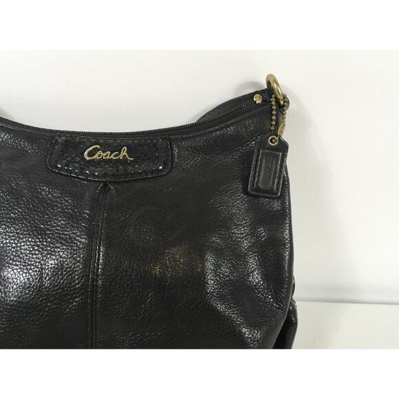 Coach Ashley Women’s Black Pebbled Leather Snake Embossed Medium Crossbody - Picture 3 of 12